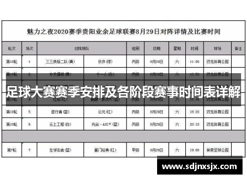 足球大赛赛季安排及各阶段赛事时间表详解 足球大赛赛季安排及各阶段赛事时间表详解